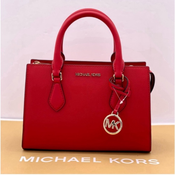 Michael Kors Small Sheila Center Zip Satchel Crossbody Bag Red - Picture 8 of 16